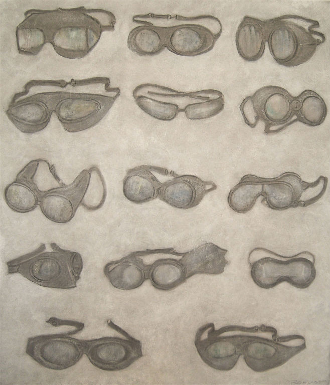 Benoit Rondot - LUNETTES - Technique mixte sur papier marouflé sur toile - 53x31 cm - 2005