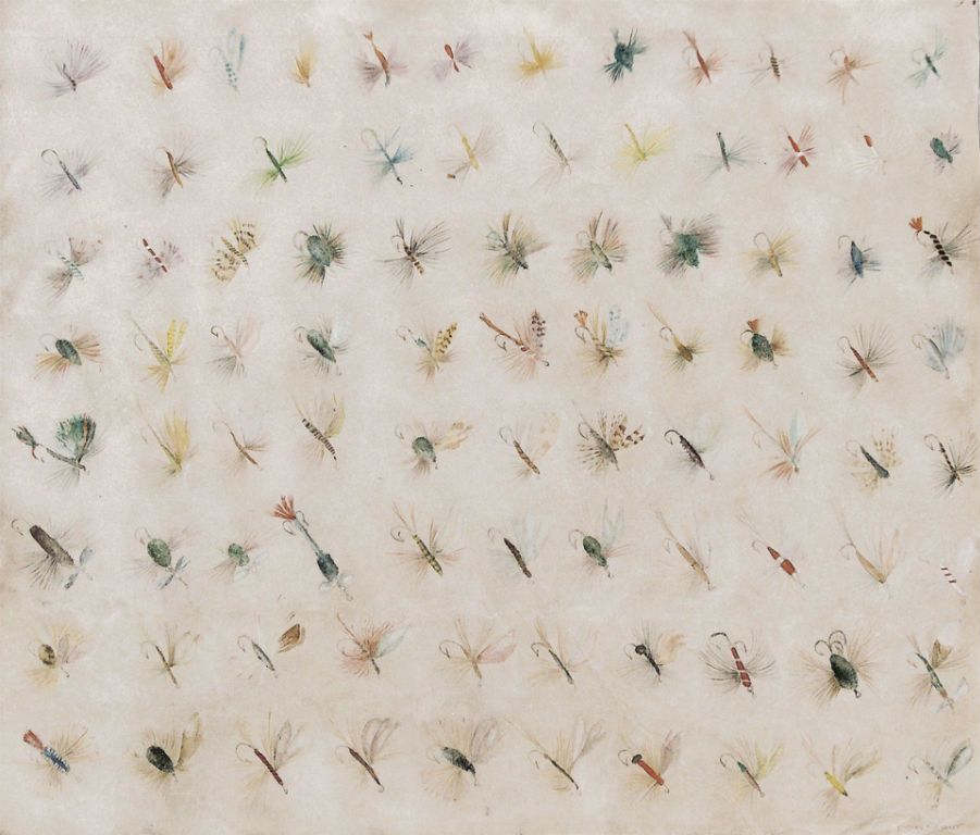 Benoit Rondot - MOUCHES DE PECHE - Huile acrylique sur papier - 90x100 cm - 2005