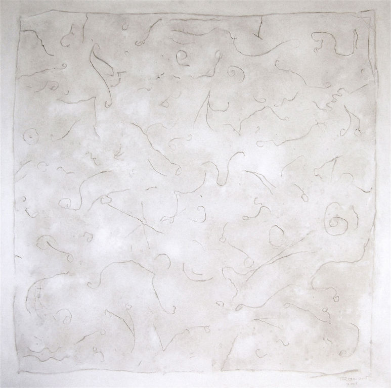 Benoit Rondot - FOND BLANC - Technique mixte , huile , acrylique - 100x97 cm - 2005