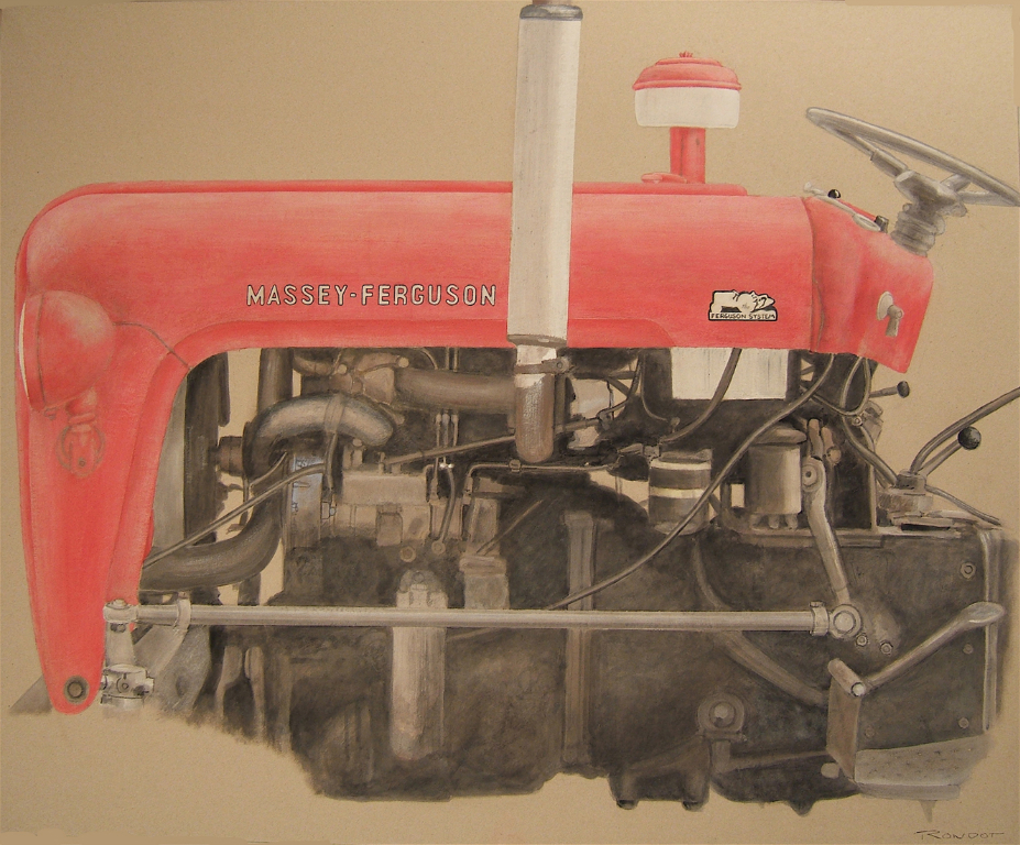 Benoit Rondot - TRACTEUR MASSEY FERGUSON - Huile ,acrylique sur papier brun - 97x120 cm - 2013