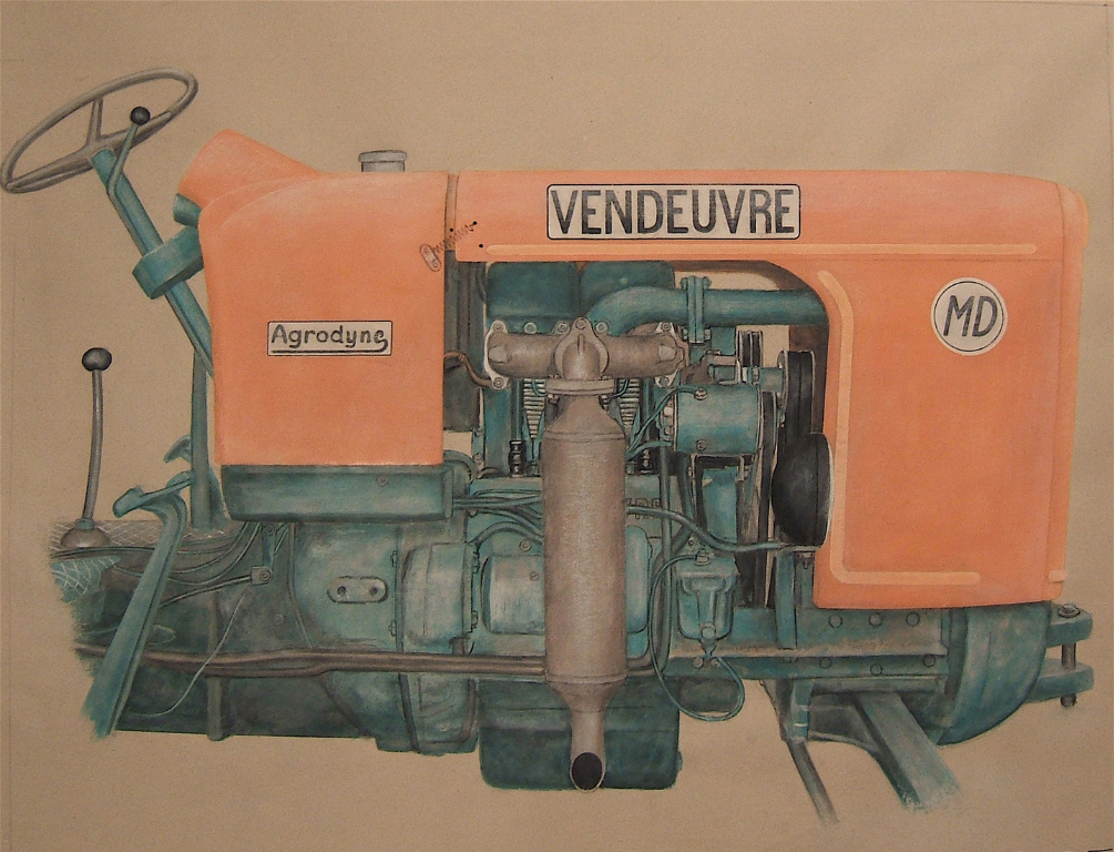 Benoit Rondot - TRACTEUR VENDEUVRE MD - Huile,acrylique sur papier brun - 90 x 120 cm -2013
