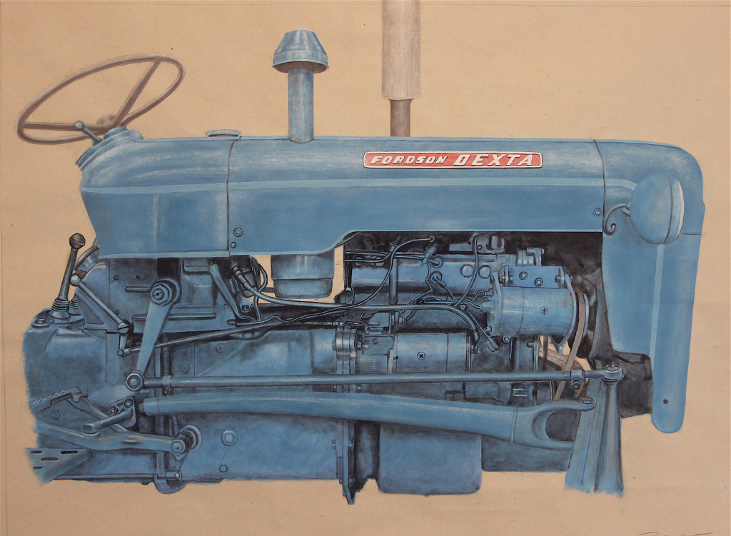 Benoit Rondot - TRACTEUR FORDSON DEXTA - Huile,acrylique sur papier brun - 90 x 120 cm -2013