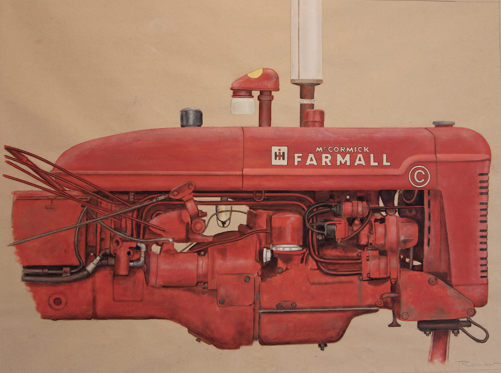 Benoit Rondot - TRACTEUR FARMALL C - Huile,acrylique sur papier brun - 90 x 120 cm -2013