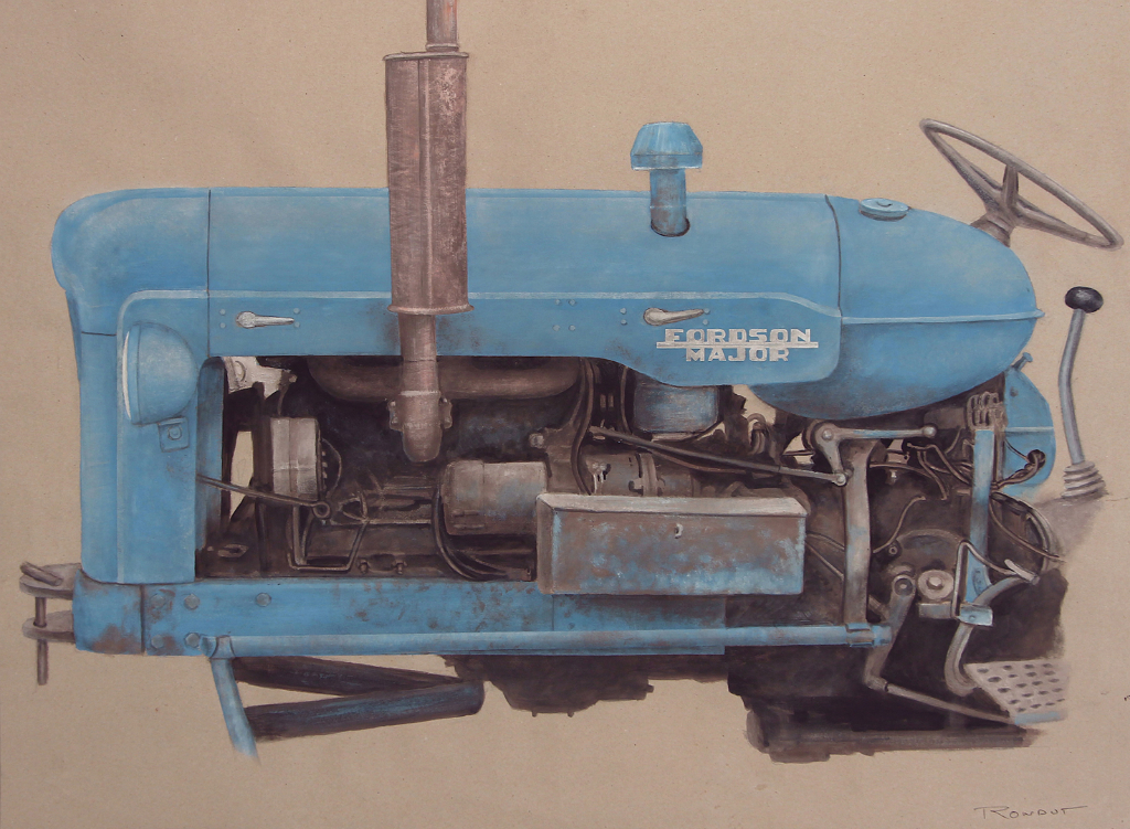 Benoit Rondot - TRACTEUR FORDSON MAJOR - Huile,acrylique sur papier brun - 90 x 120 cm -2013