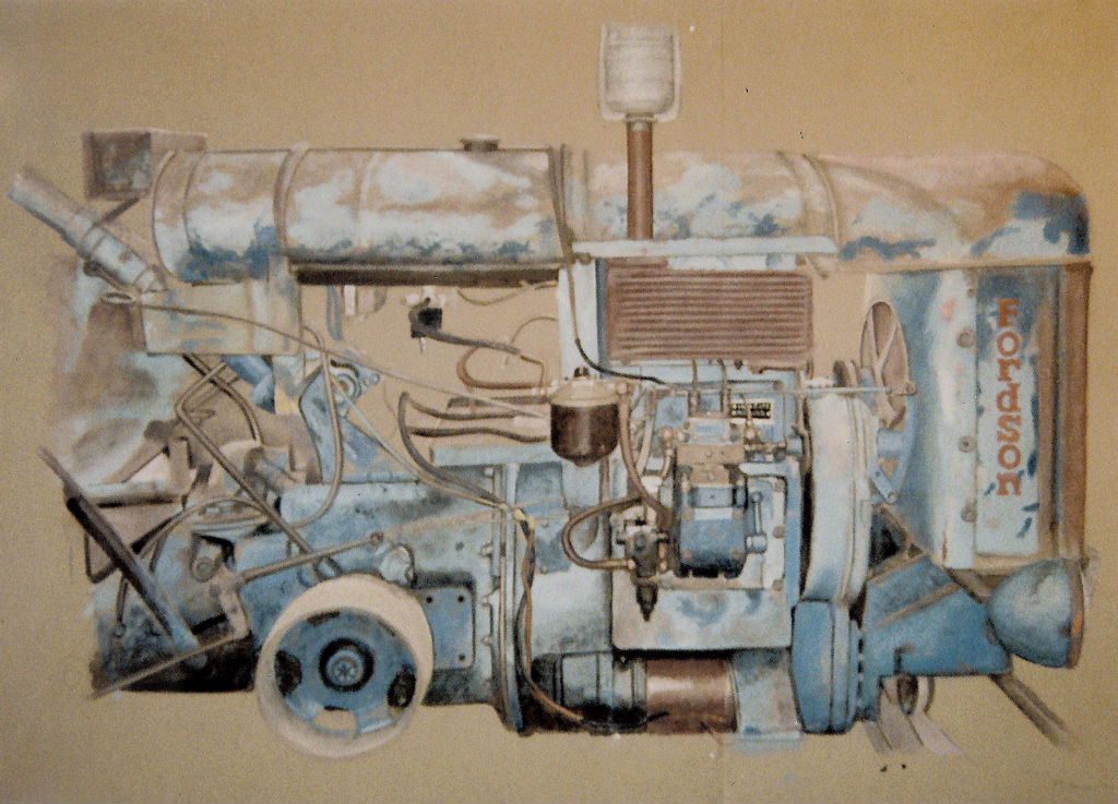 Benoit Rondot - TRACTEUR FORDSON - Huile , acrylique sur papier brun - 120x150 cm - 1997